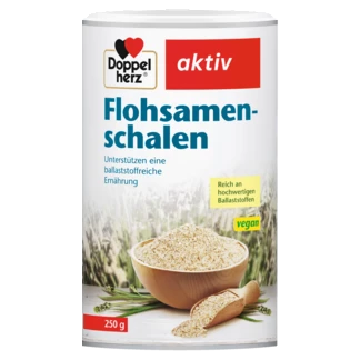 Abbildung der Produktverpackung Doppelherz aktiv Flohsamenschalen Frontansicht